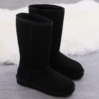 UGG Classic Tall Black Suede Shearling-Lined Knee Boots