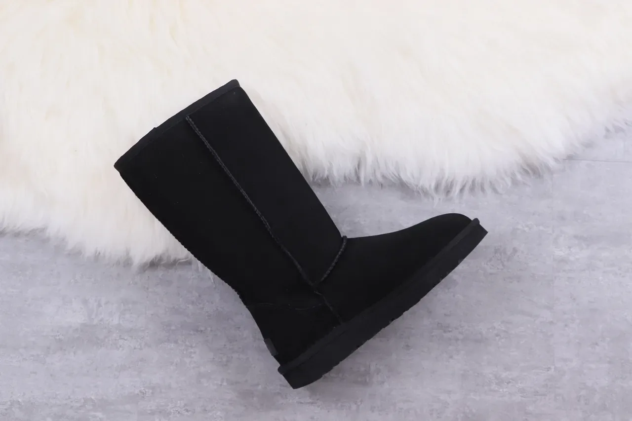 UGG Classic Tall Black Suede Shearling-Lined Knee Boots 7