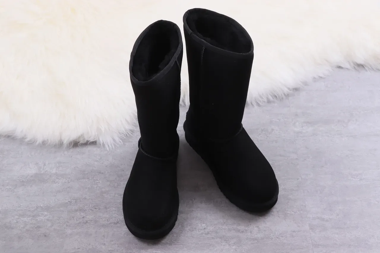 UGG Classic Tall Black Suede Shearling-Lined Knee Boots 10
