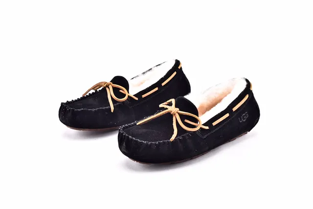 UGG Dakota Black Suede Shearling-Lined Loafers 2