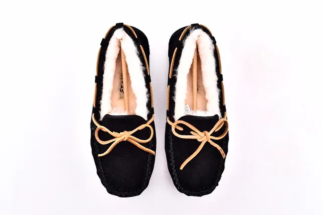 UGG Dakota Black Suede Shearling-Lined Loafers 3