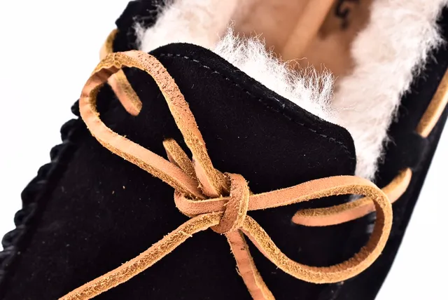 UGG Dakota Black Suede Shearling-Lined Loafers 6