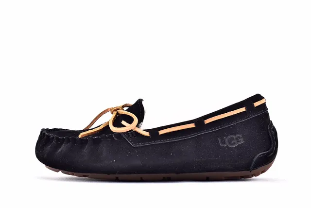 UGG Dakota Black Suede Shearling-Lined Loafers 8