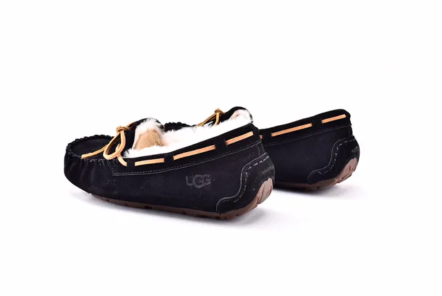 UGG Dakota Black Suede Shearling-Lined Loafers 14