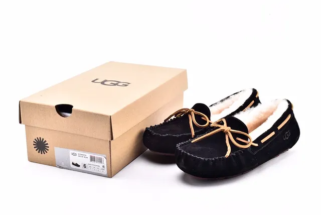 UGG Dakota Black Suede Shearling-Lined Loafers 15