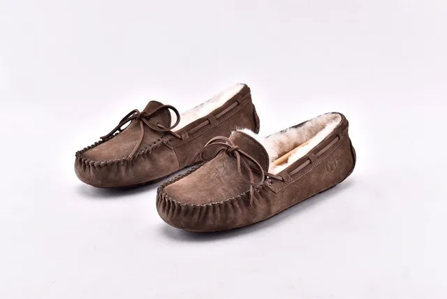 UGG Dakota Brown Suede Shearling-Lined Loafers 2