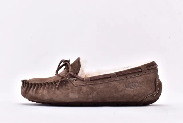 UGG Dakota Brown Suede Shearling-Lined Loafers 8