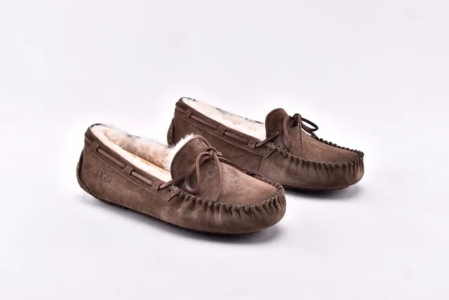 UGG Dakota Brown Suede Shearling-Lined Loafers 9