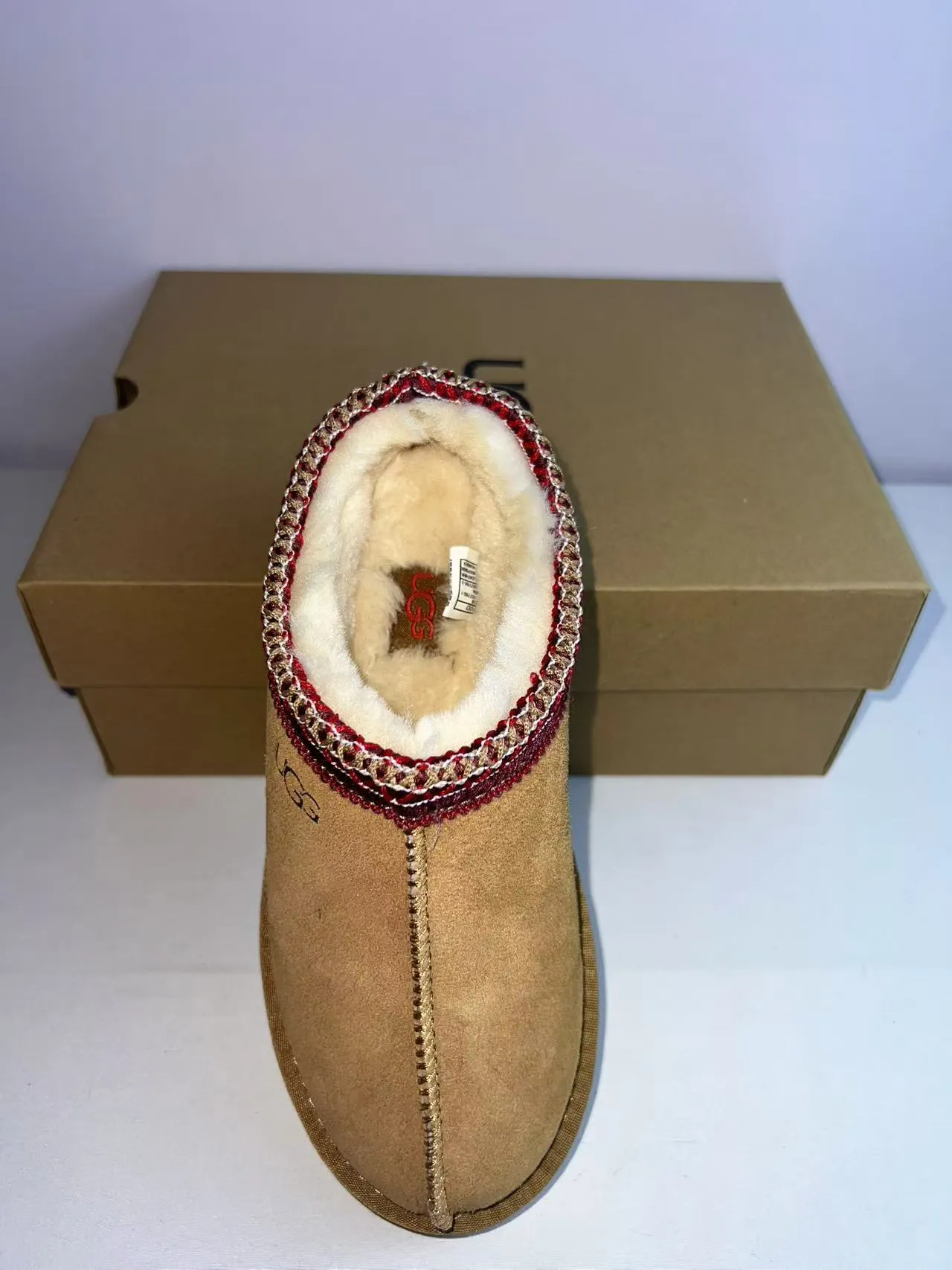 UGG Tasman Beige Red Suede Upper Shearling-Lined Casual Shoes 3
