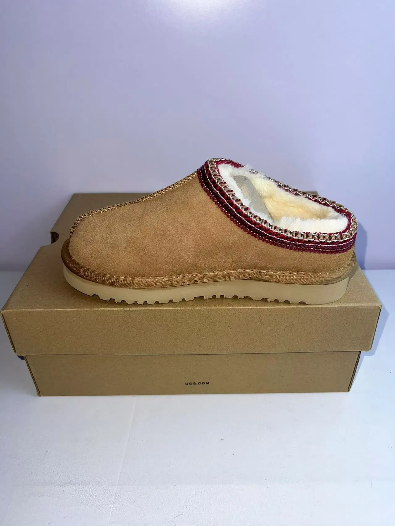 UGG Tasman Beige Red Suede Upper Shearling-Lined Casual Shoes 4