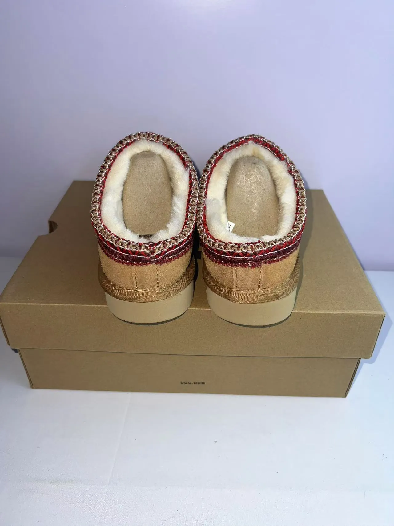 UGG Tasman Beige Red Suede Upper Shearling-Lined Casual Shoes 5