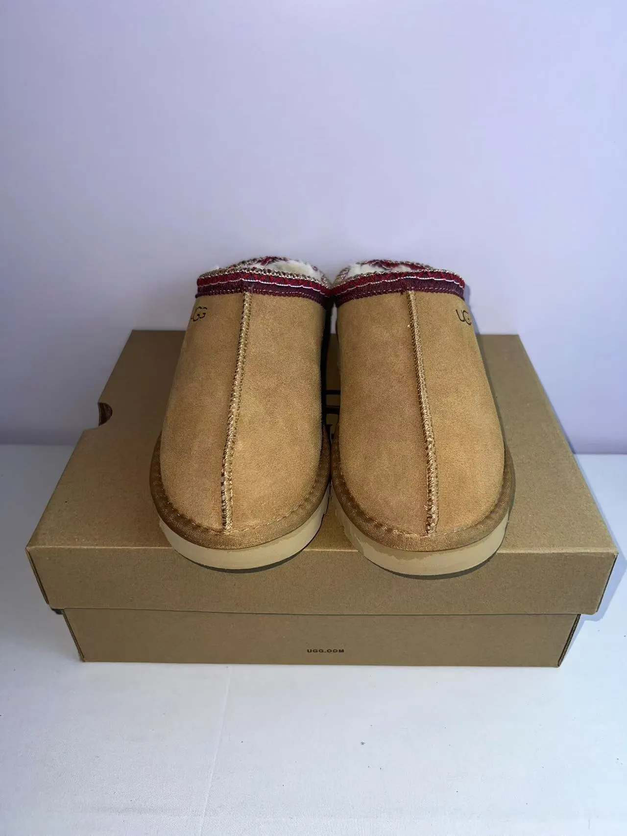 UGG Tasman Beige Red Suede Upper Shearling-Lined Casual Shoes 6