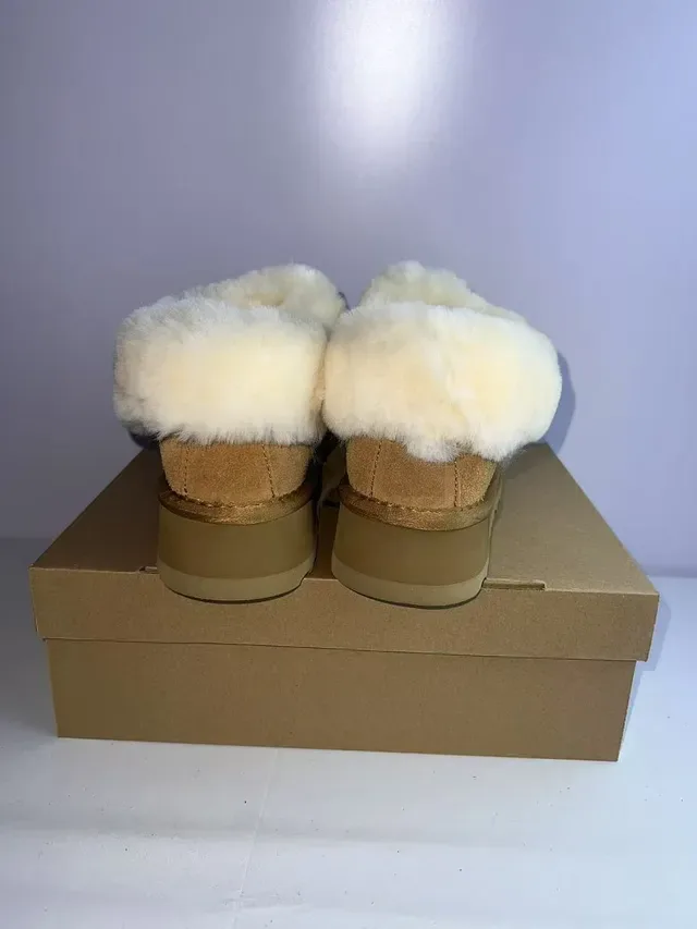 UGG Tasman Beige White Platform Sole Shearling-Lined Casual Shoes 5
