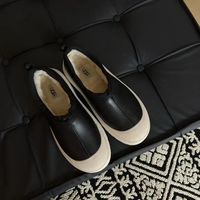 UGG Tasman أسود/بيج slip-on منصة أحذية كاجوال 6