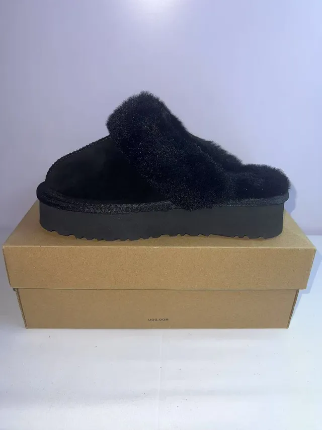 UGG Tasman Black Shearling-Lined Platform Slippers 3