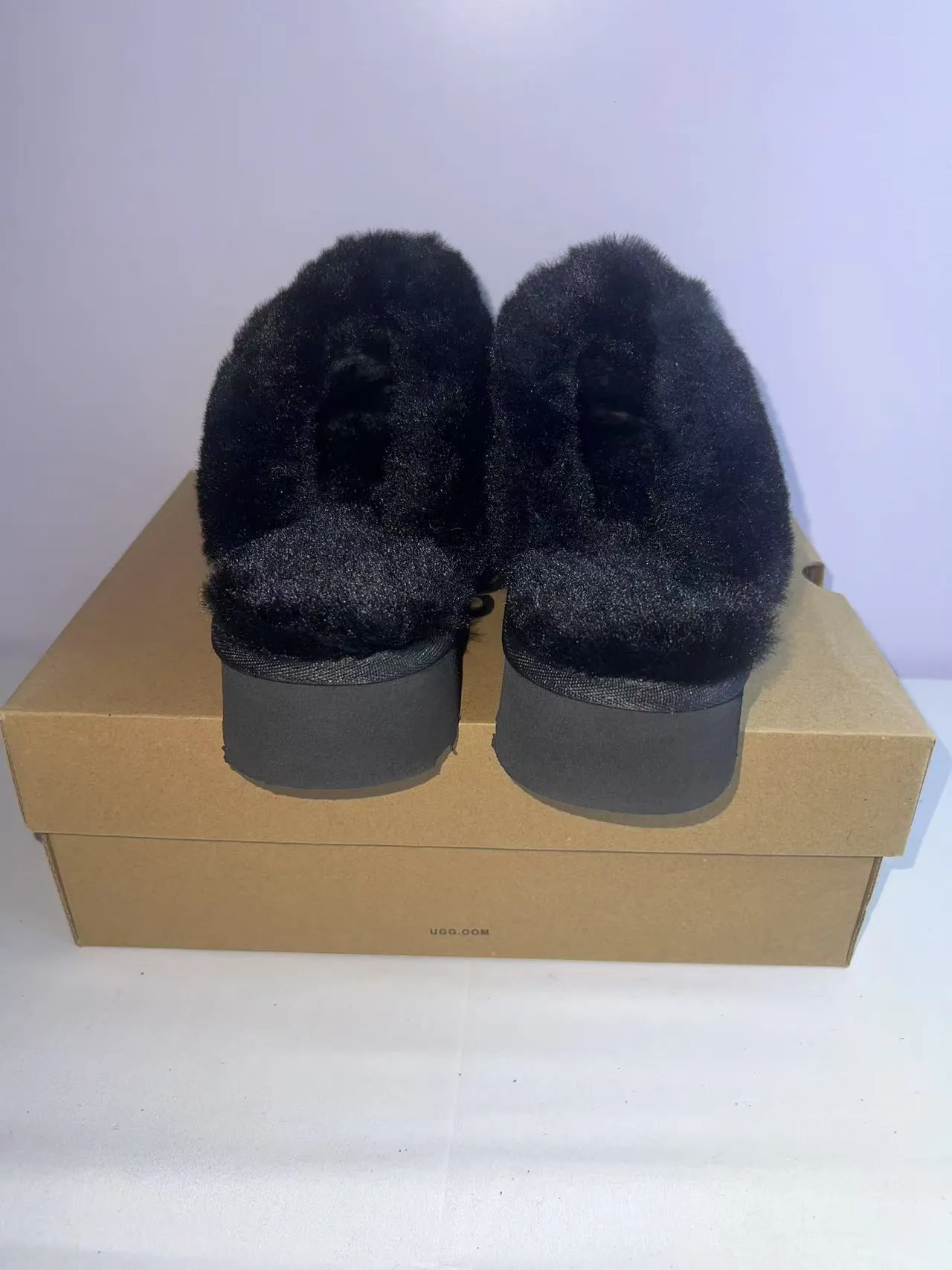 UGG Tasman Black Shearling-Lined Platform Slippers 4