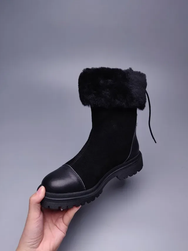 UGG Tasman Black Suede And Leather Upper Foldable Faux Fur Cuff Ankle Boots 3