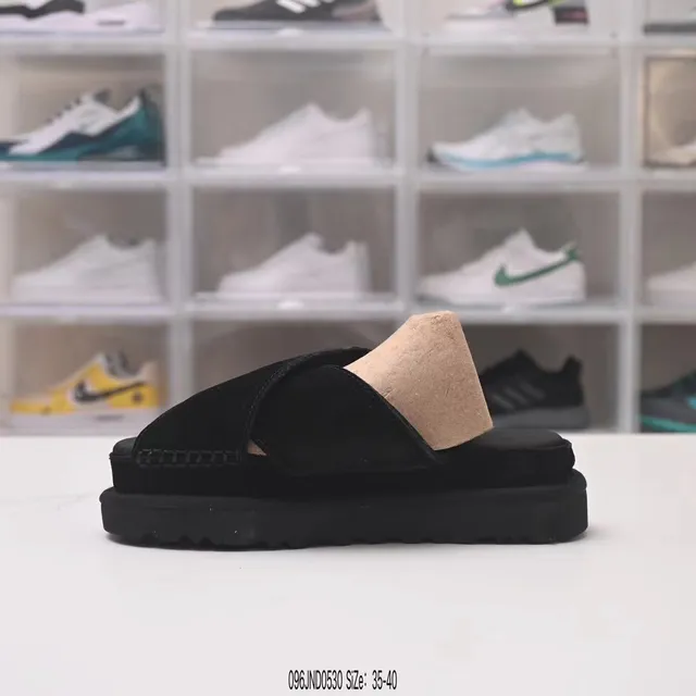 UGG Tasman Black Suede Platform Slippers 3