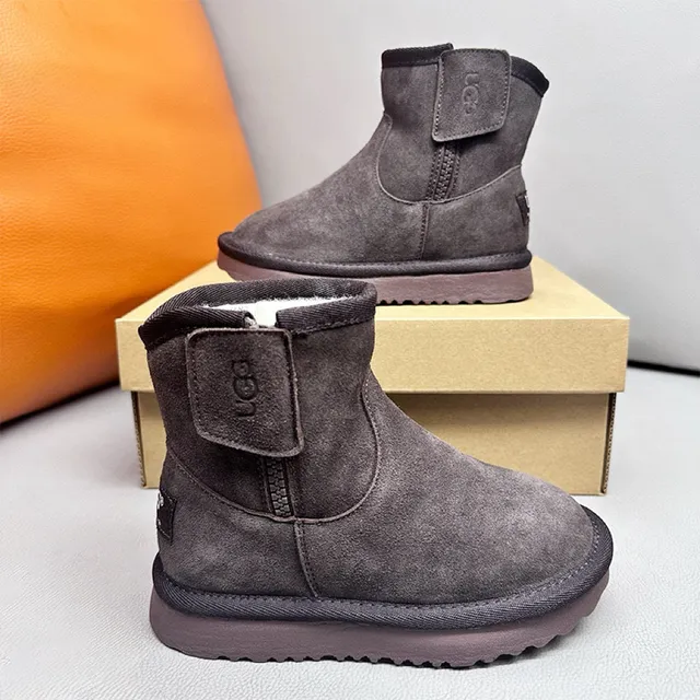 UGG Tasman Black Suede Shearling-Lined Snow Boots 10