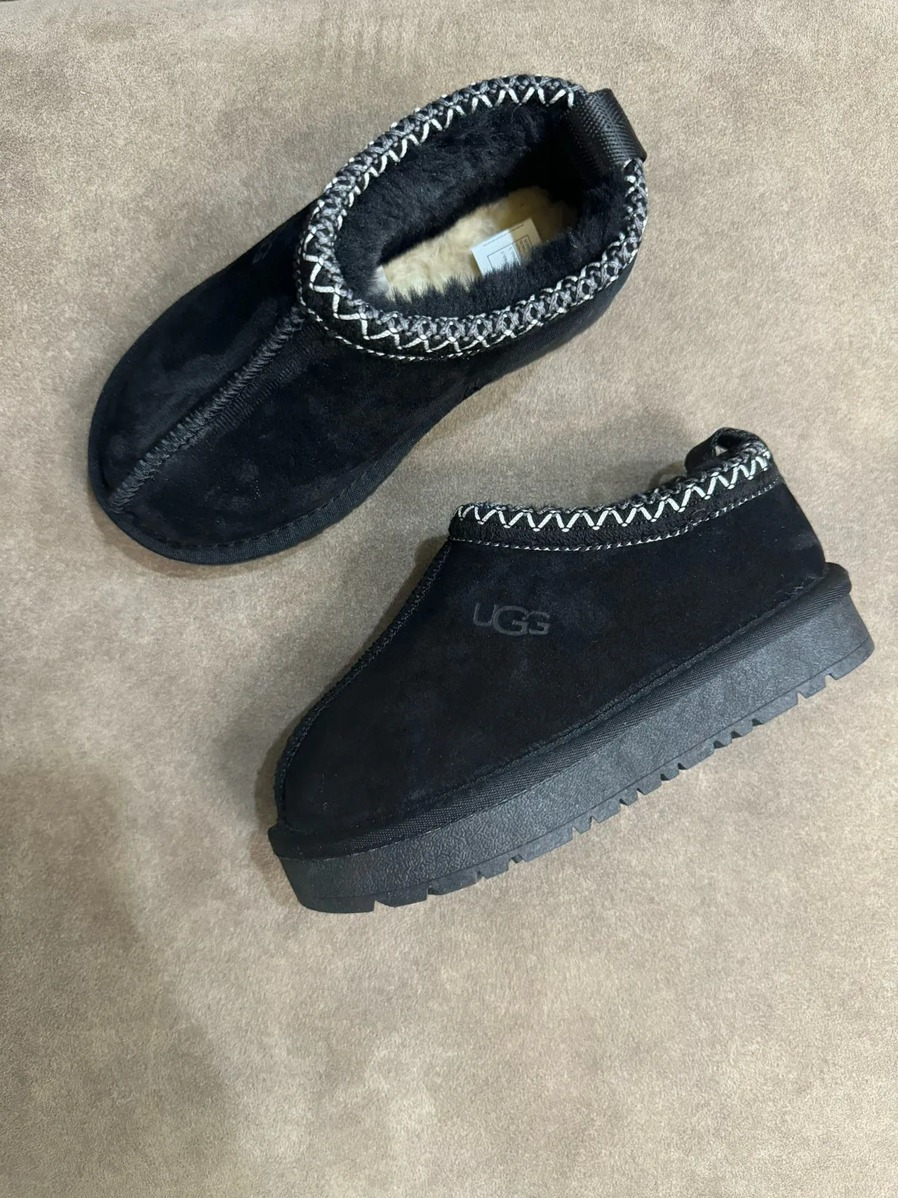 UGG Tasman Black Suede Zigzag Stitch Slip-On Casual Shoes 11