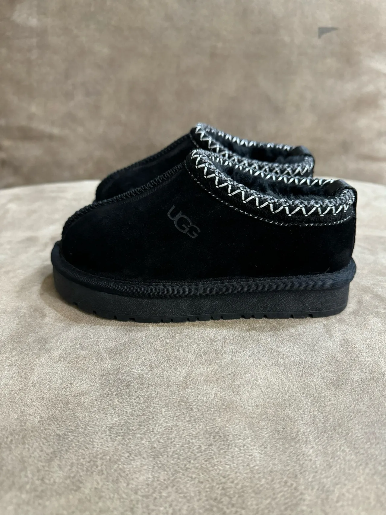 UGG Tasman Black Suede Zigzag Stitch Slip-On Casual Shoes 13