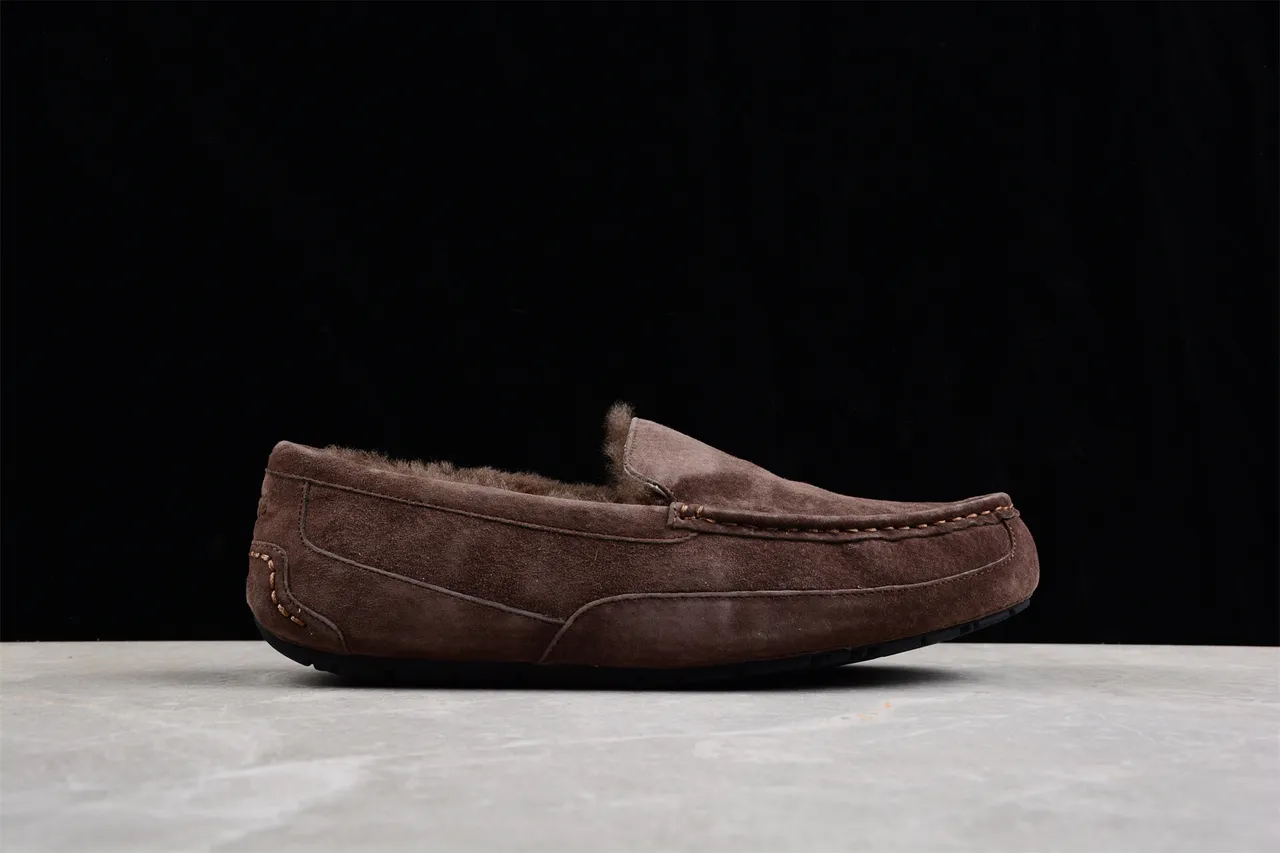 UGG Tasman Brown Suede Shearling-Lined Loafers 13
