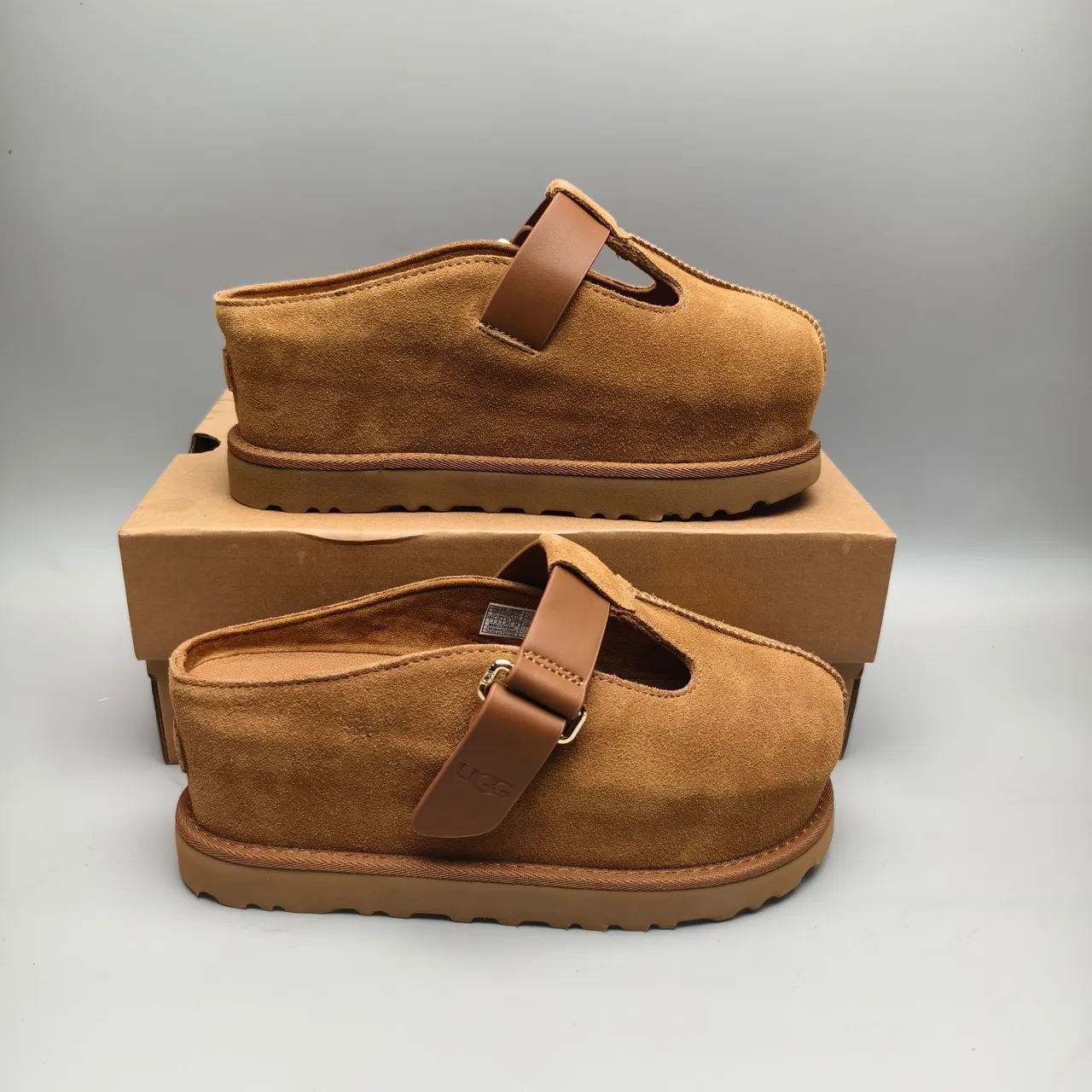 UGG Tasman Marron Daim Haut T-Strap Boucle Mary Jane Chaussures 5