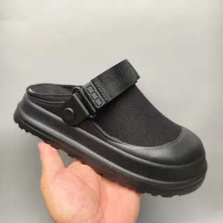 UGG Tasman Clog কালো কাপড় প্ল্যাটফর্ম ক্লগ