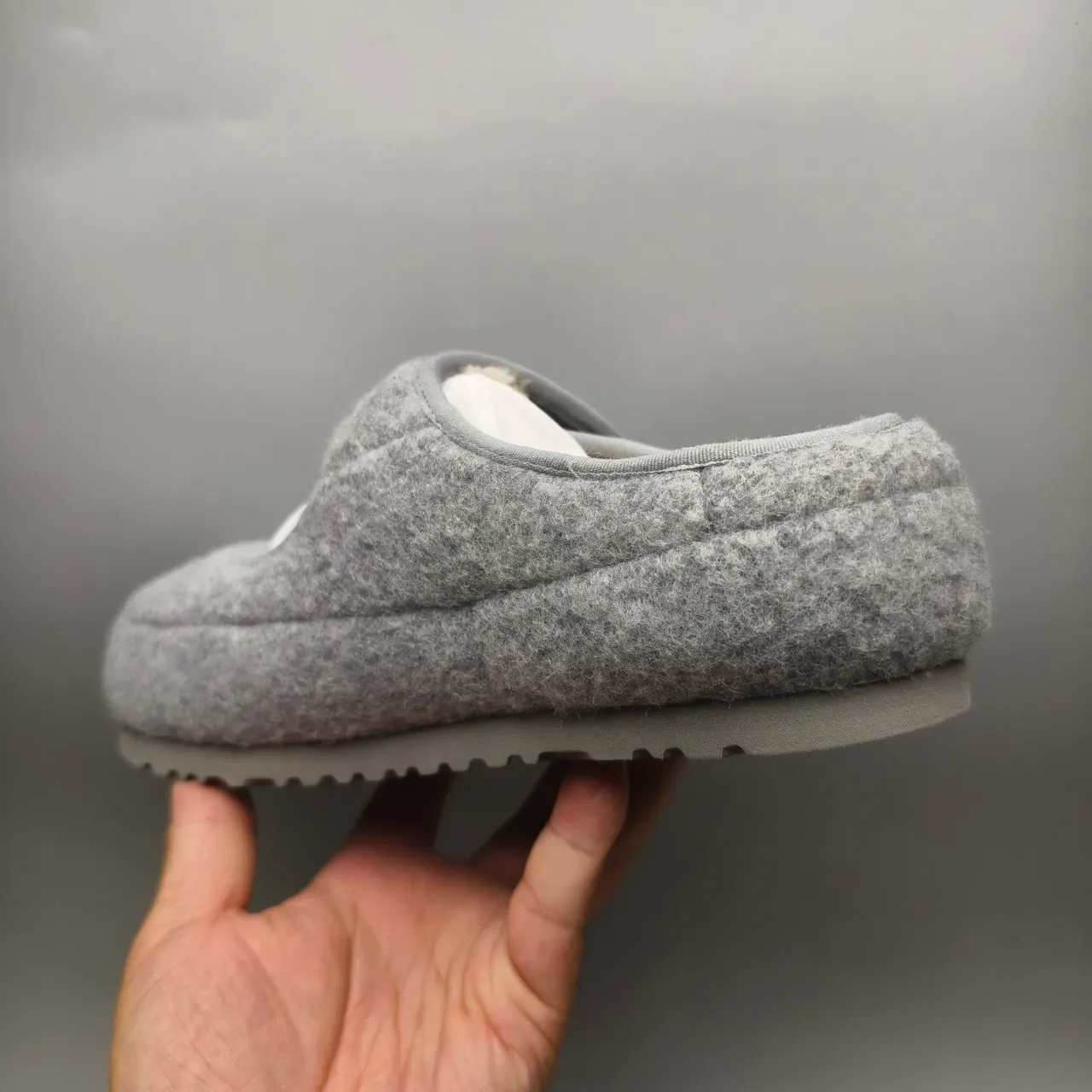 UGG Tasman Gray Beige Felt Upper Shearling-Lined Mary Jane Shoes 4