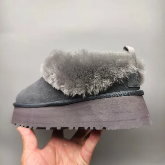 UGG Tasman Gray Platform Sole Shearling Collar Casual Shoes 4