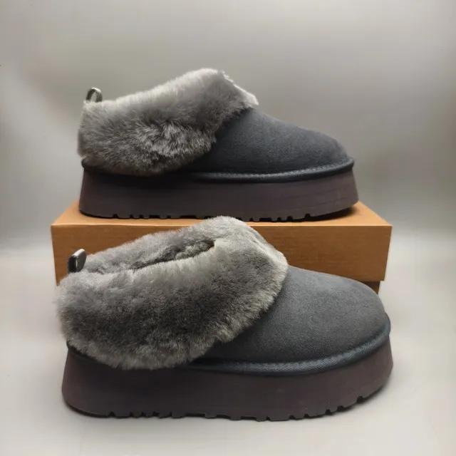 UGG Tasman Gray Platform Sole Shearling Collar Casual Shoes 5