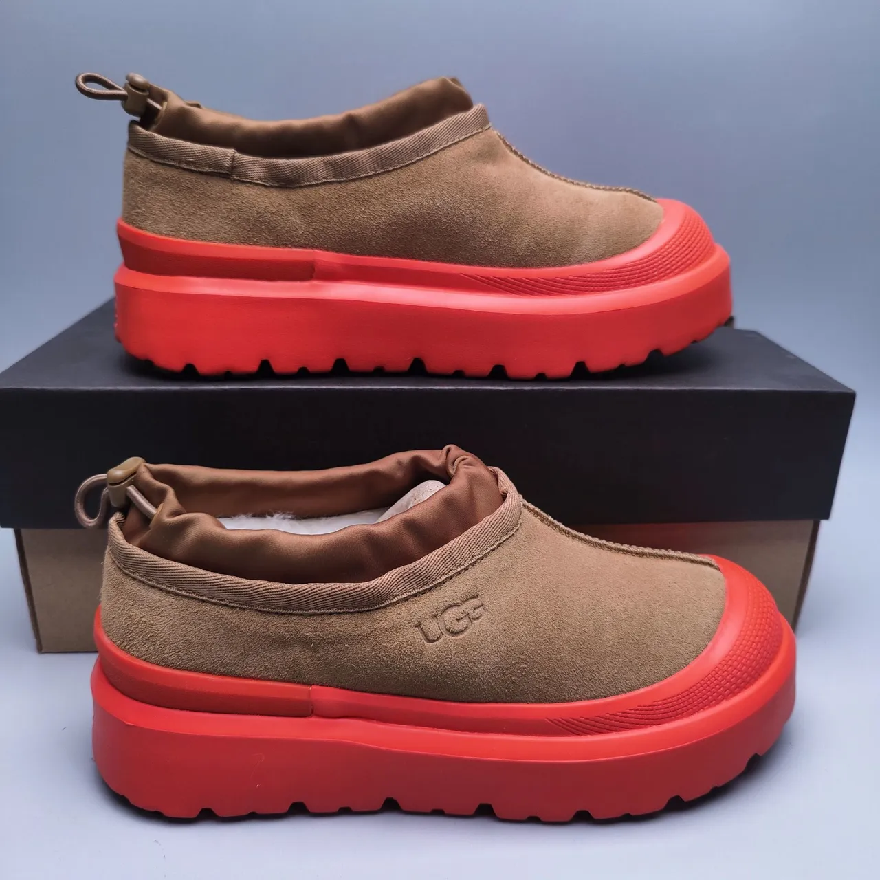 UGG Tasman Tan and Red Platform Snow Boots 2