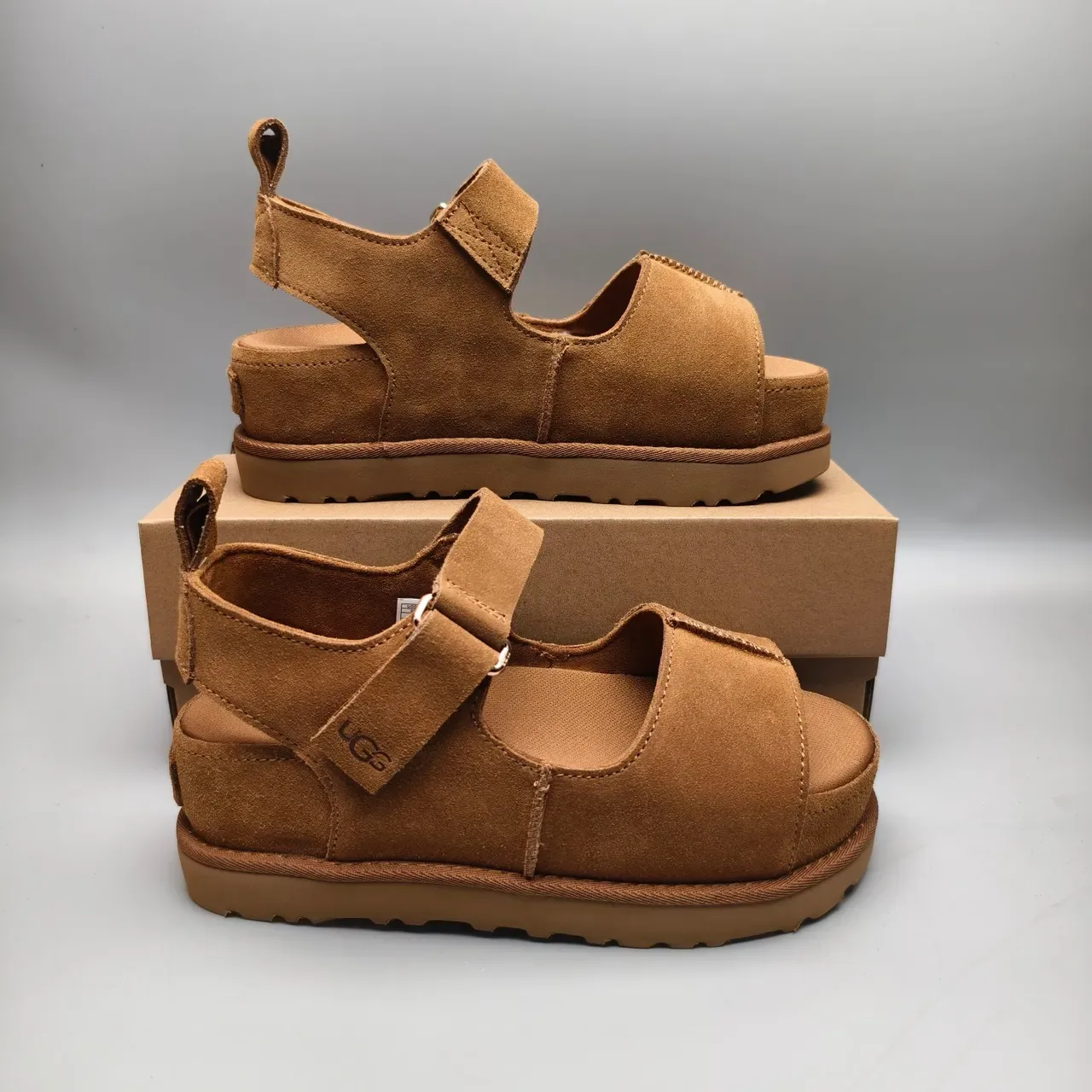 UGG Tasman Tan Suede Platform Casual Sandals 5