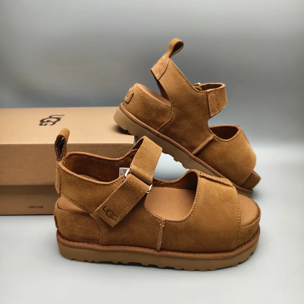 UGG Tasman Tan Suede Platform Casual Sandals 6