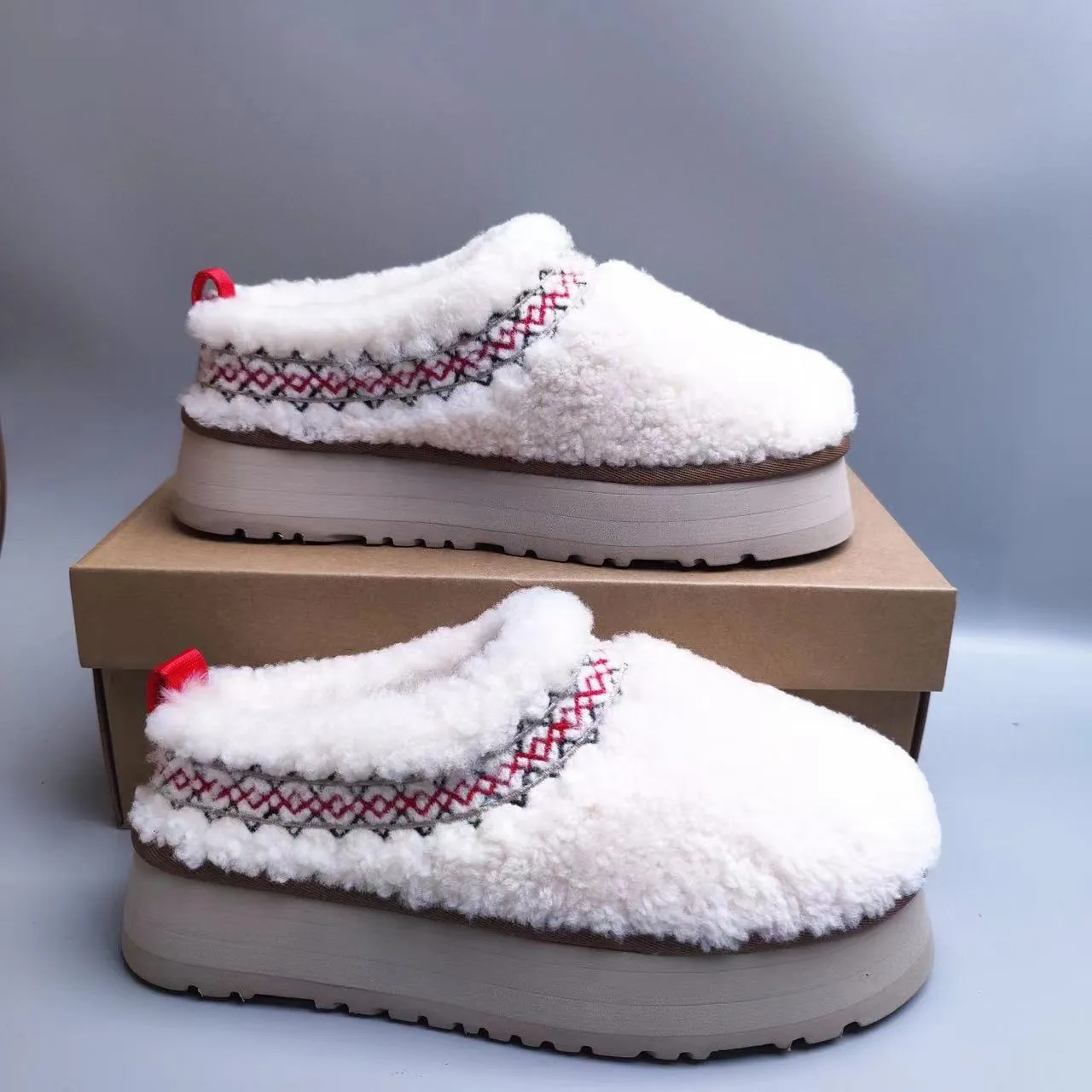 UGG White Beige Plush Shearling Platform Sole Casual Shoes 2