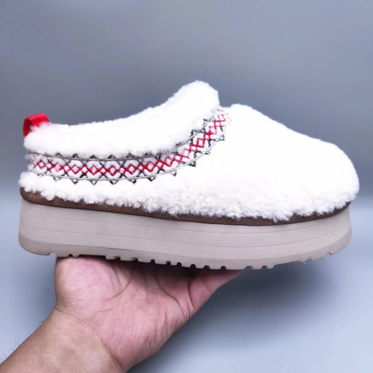 UGG White Beige Plush Shearling Platform Sole Casual Shoes 4