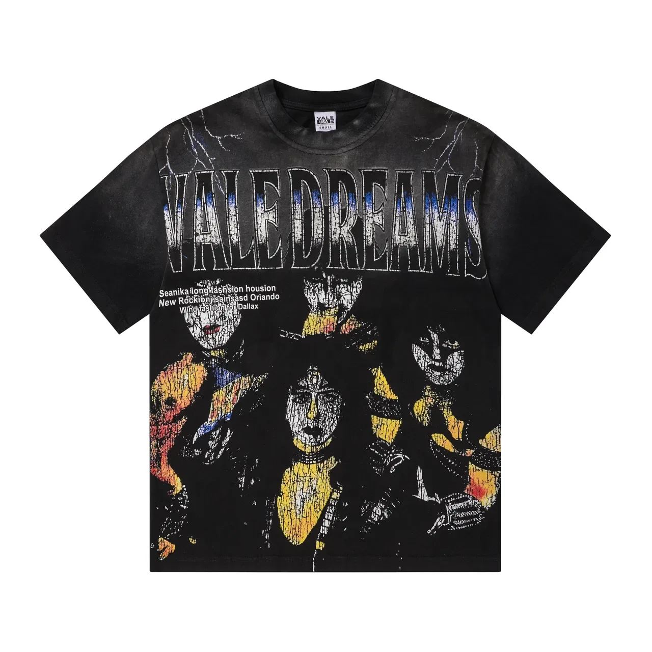 Camiseta preta com estampa gráfica desgastada Vale Forever Vale Dreams 2