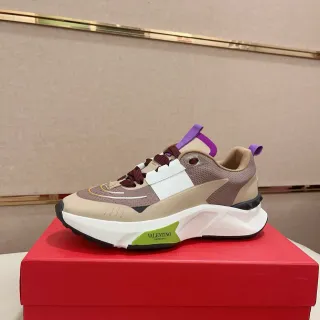 Valentino Beige Brown Sole Multi-Panel Upper Chunky Sneakers