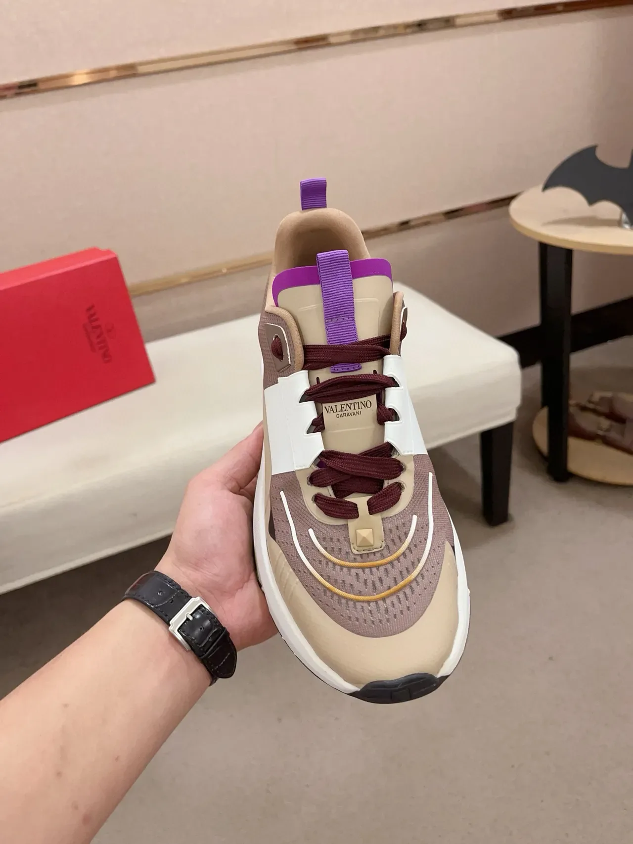 Valentino Beige Brown Sole Multi-Panel Upper Chunky Sneakers 5