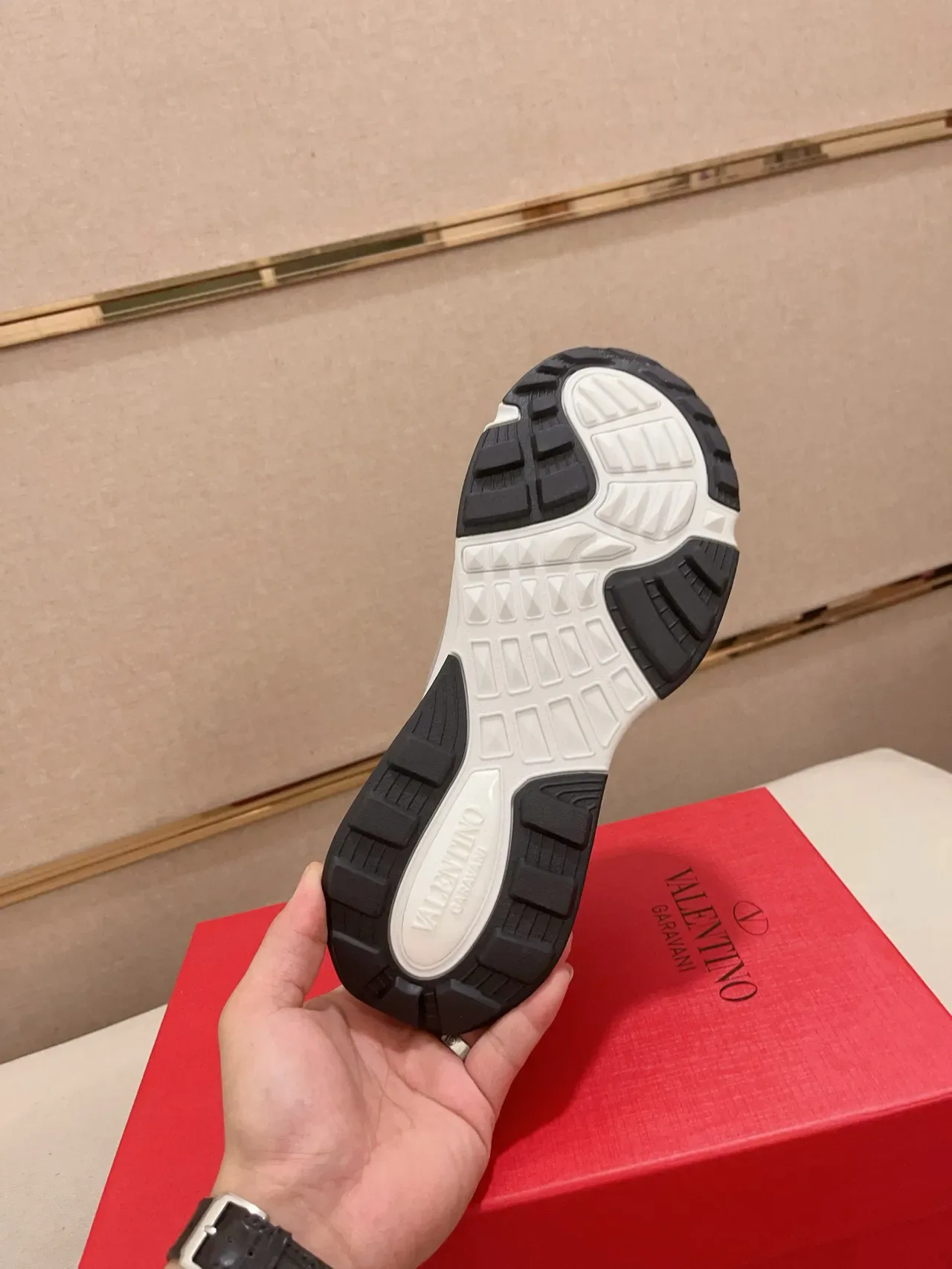 Valentino Gray White Sole Mixed-Material Upper Chunky Sneakers 2