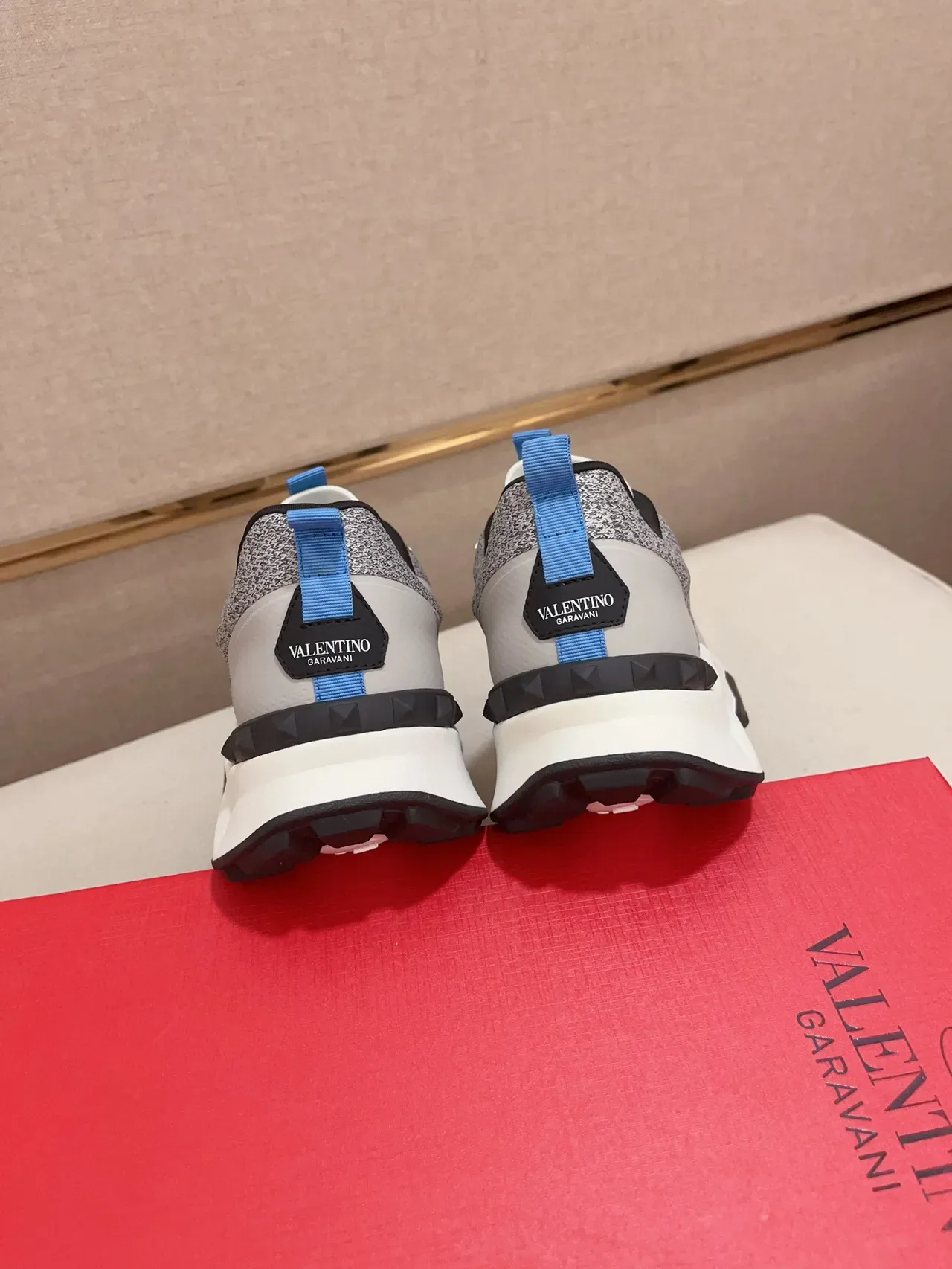Valentino Gray White Sole Mixed-Material Upper Chunky Sneakers 3