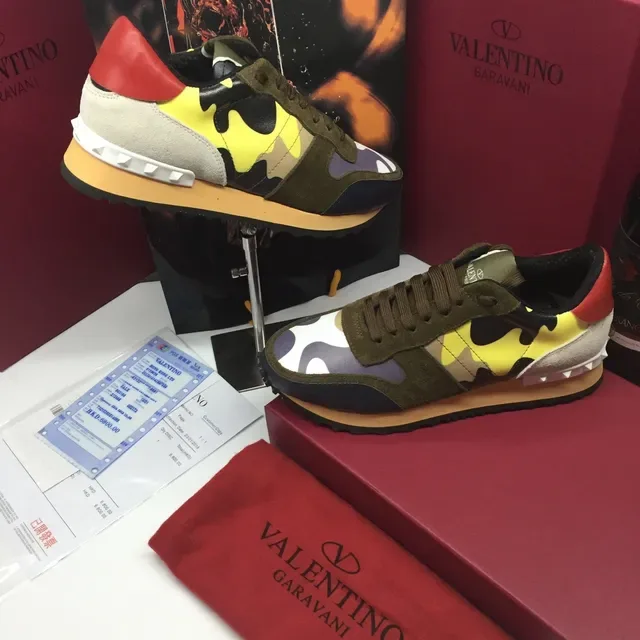 Valentino Tênis Lifestyle Multicolor com Camada de Camurça e Textil Superior, Painéis Gráficos de Chama Camuflagem 3