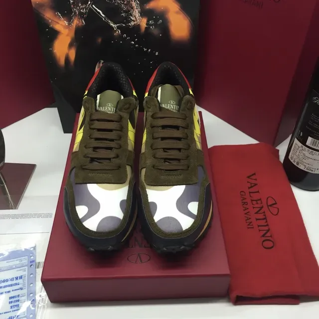 Valentino Tênis Lifestyle Multicolor com Camada de Camurça e Textil Superior, Painéis Gráficos de Chama Camuflagem 5