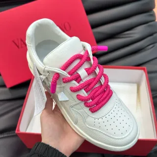 Valentino One Stud White and Pink Braided Lace Lifestyle Sneakers