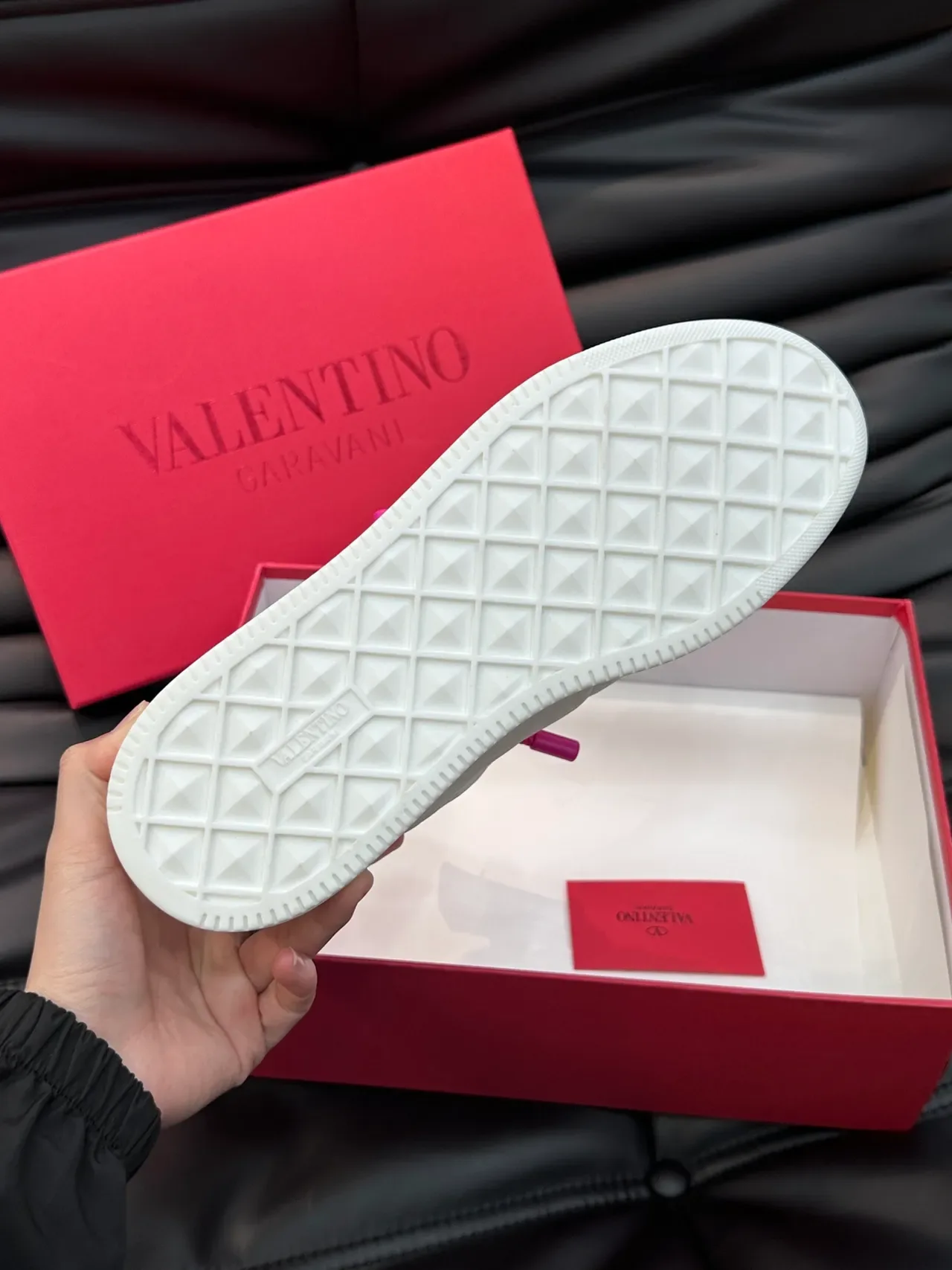 Valentino One Stud White and Pink Braided Lace Lifestyle Sneakers 2