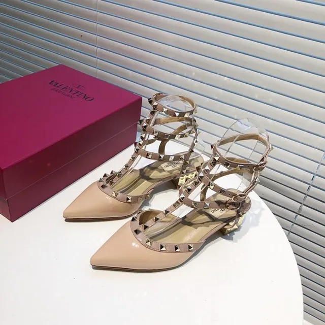 Valentino Rockstud Nude Beige Studded Multi-Strap Pump 4