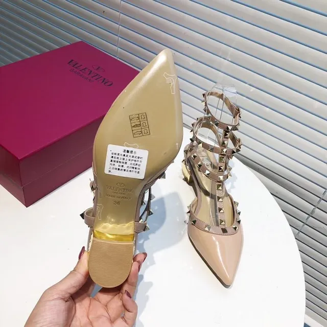 Valentino Rockstud Nude Beige Studded Multi-Strap Pump 7