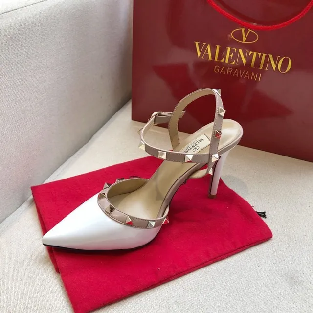 Valentino Rockstud White and Nude Studded Pointed-Toe Stilettos 4