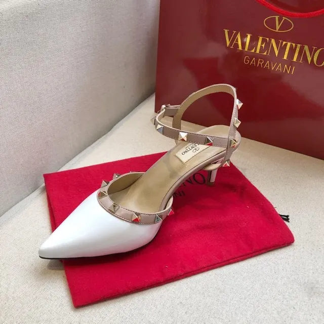 Valentino Rockstud White and Nude Studded Pointed-Toe Stilettos 5