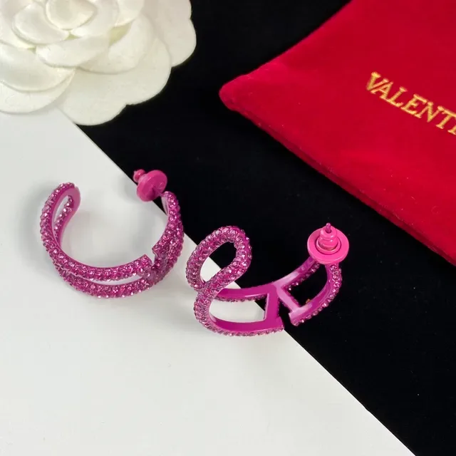 Valentino Boucles d'oreilles Spirale Pavé Cristal Fuchsia 2